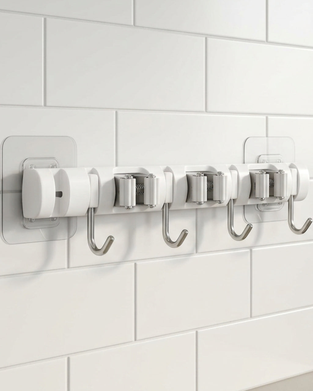 Evav Adhesive Wall Hook Rail with 4 Grip Clips and 5 Hooks 38 cm - Lifestyle view