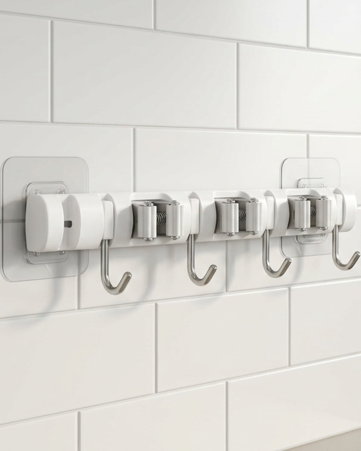 Evav Adhesive Wall Hook Rail with 4 Grip Clips and 5 Hooks 38 cm - Lifestyle view