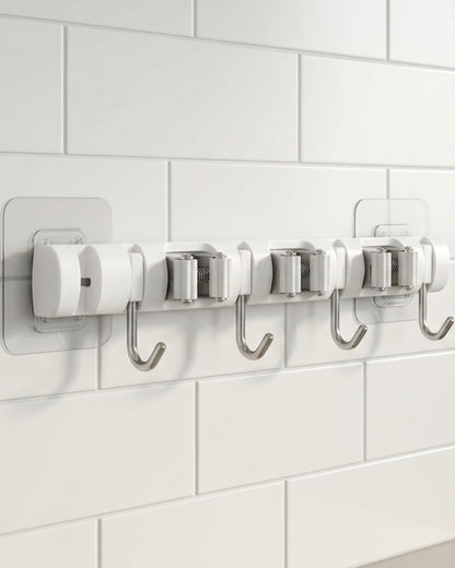 Evav Adhesive Wall Hook Rail with 4 Grip Clips and 5 Hooks 38 cm - Lifestyle view