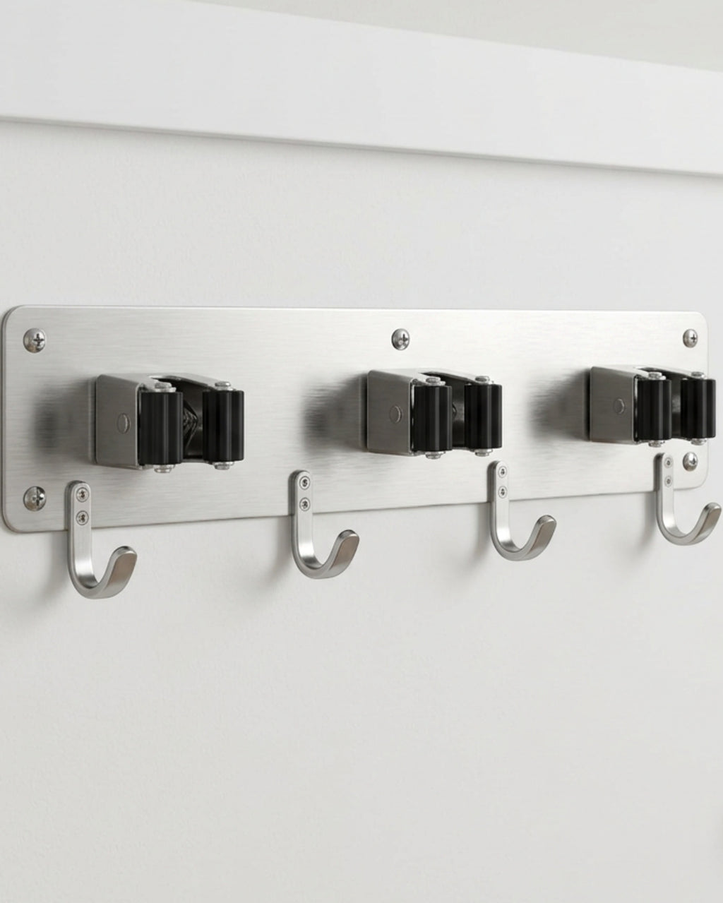 Evav Stainless Steel Wall Hook Rack with 3 Grip Clips and 4 Hooks 32 cm - Lifestyle view