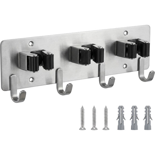 Evav Stainless Steel Wall Hook Rack with 3 Grip Clips and 4 Hooks 32 cm - Product view